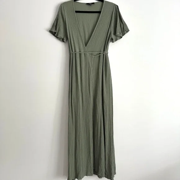 chinese dress ladies ROSSETTI V NECK SHORT FLUTTER SLEEVE WRAP MAXI DRESS